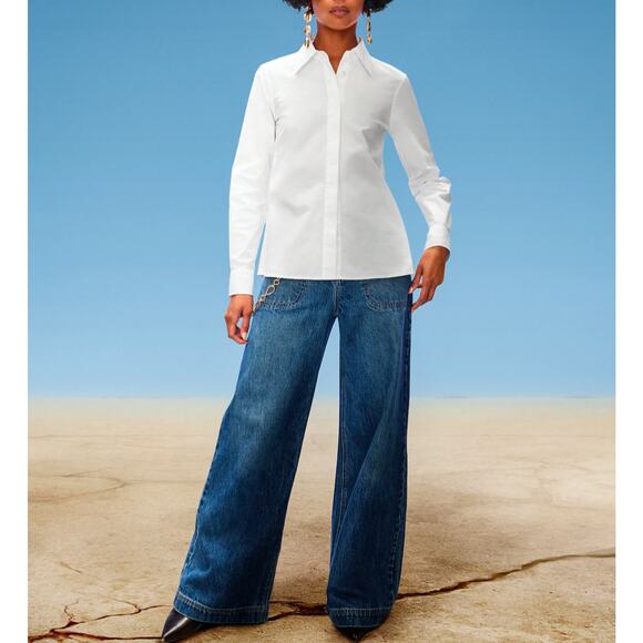 Gap × Cult Gaia High Rise Stride Chain Jeans/ 24 /NWT - Picture 1 of 11